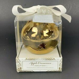 Apple Cinnamon Fragrance Christmas Ornament Round Gold Star Cutouts NEW